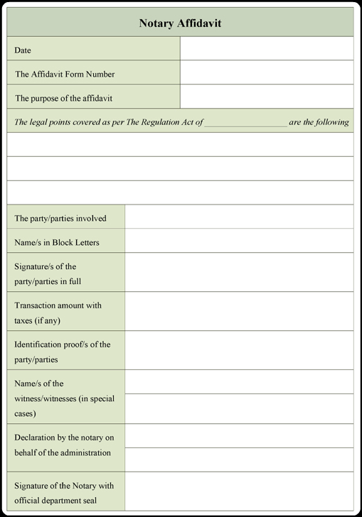 Sample Notary Affidavit Form